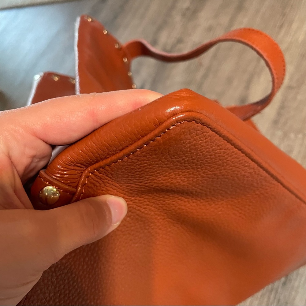 LAGGO Remy Cognac Tan Leather Studded Tassel Tote Bag - Picture 9 of 15